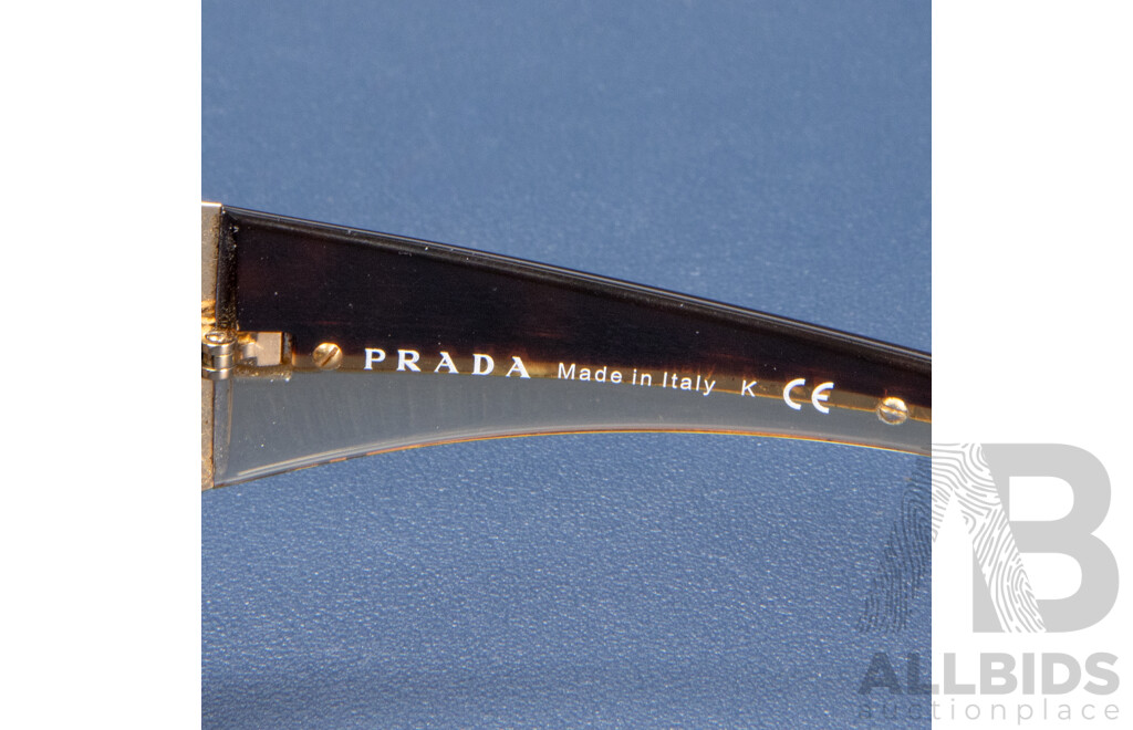 PRADA Shield Brown/Gold Sunglasses with Slip Cover