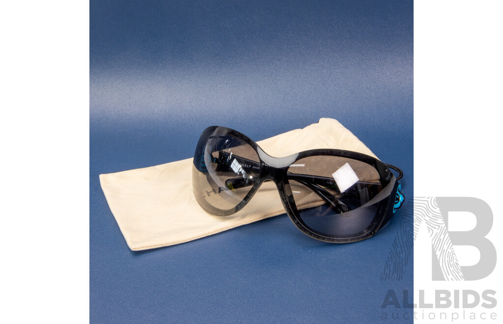 CHANEL Black & Turquoise Camellia Sunglasses