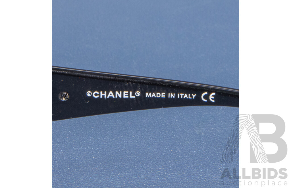CHANEL Black & Turquoise Camellia Sunglasses