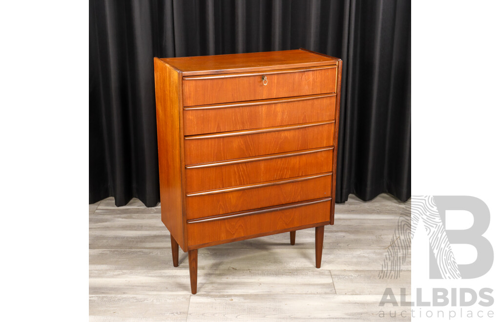 Teak Elevated Six Drawer Tallboy
