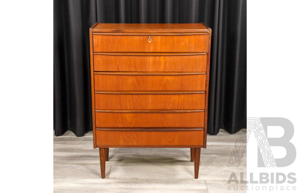 Teak Elevated Six Drawer Tallboy