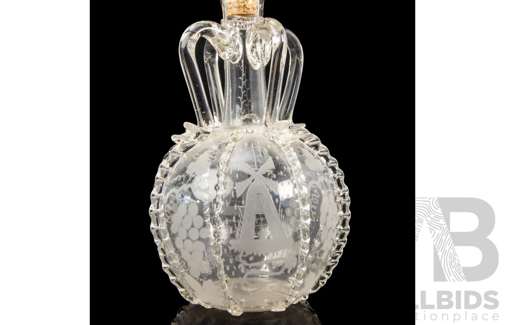 Hand Blown Dutch Glass Decanter with Cut Glass Example