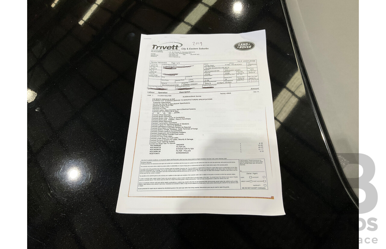 01/2016 Land Rover Discovery Sport Td4 HSE (AWD) LC MY16.5 4d Wagon Santorini Black Metallic Turbo Diesel 2.2L - 7 Seater