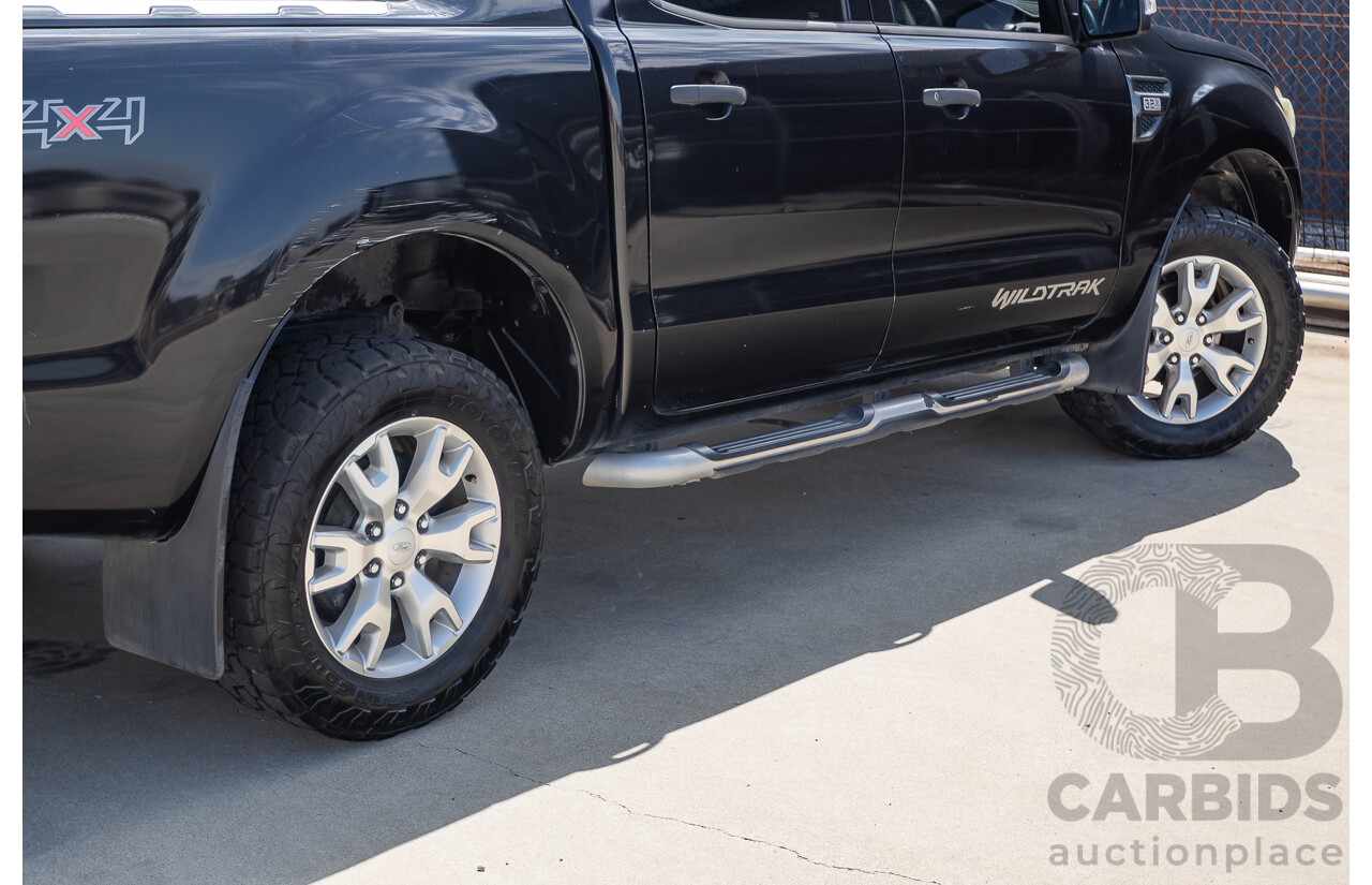 05/2015 Ford Ranger Wildtrak 3.2 (4x4) PX Crew Cab Utility Mica Black Metallic Turbo Diesel 3.2L