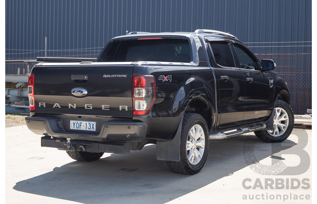 05/2015 Ford Ranger Wildtrak 3.2 (4x4) PX Crew Cab Utility Mica Black Metallic Turbo Diesel 3.2L