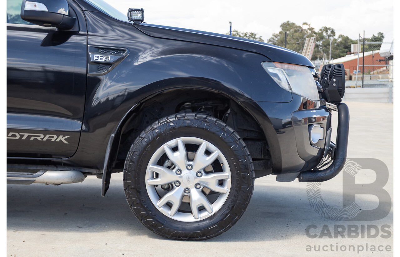 05/2015 Ford Ranger Wildtrak 3.2 (4x4) PX Crew Cab Utility Mica Black Metallic Turbo Diesel 3.2L