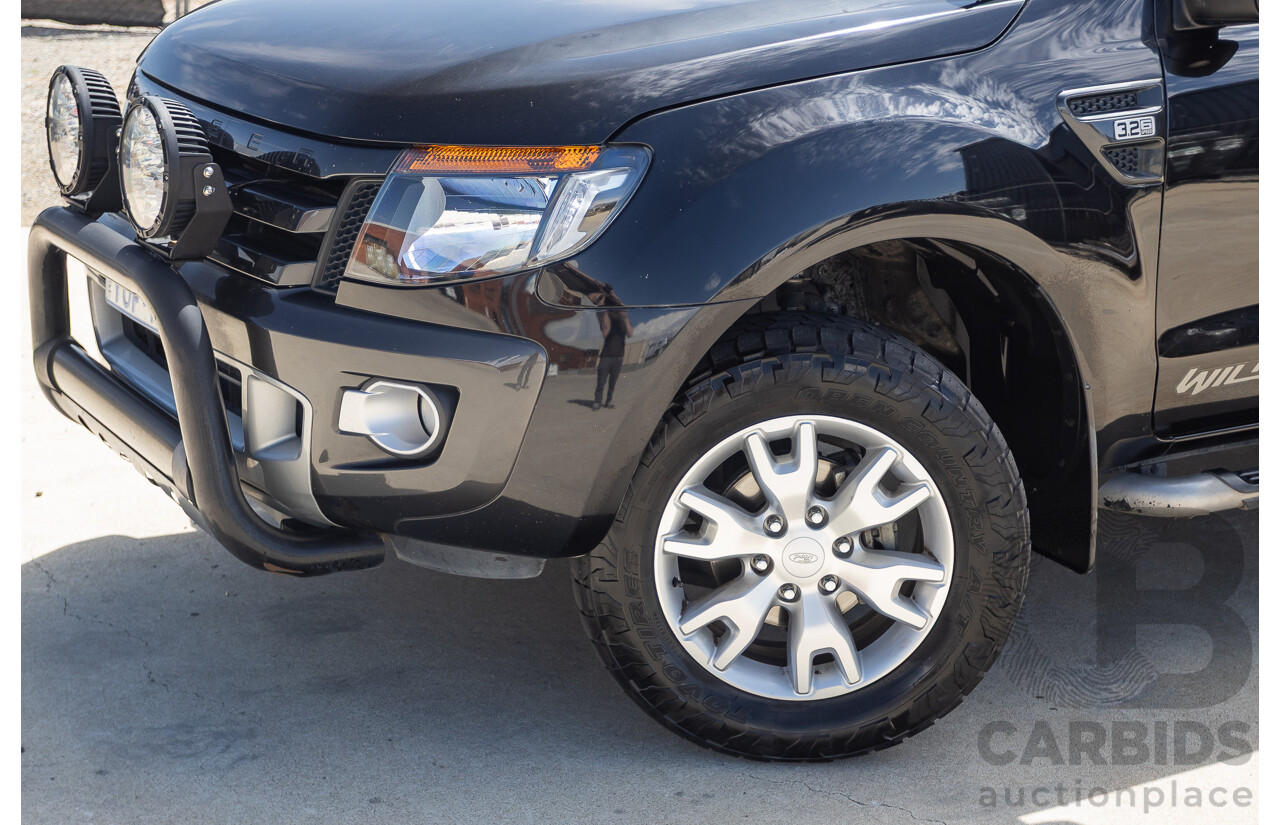 05/2015 Ford Ranger Wildtrak 3.2 (4x4) PX Crew Cab Utility Mica Black Metallic Turbo Diesel 3.2L
