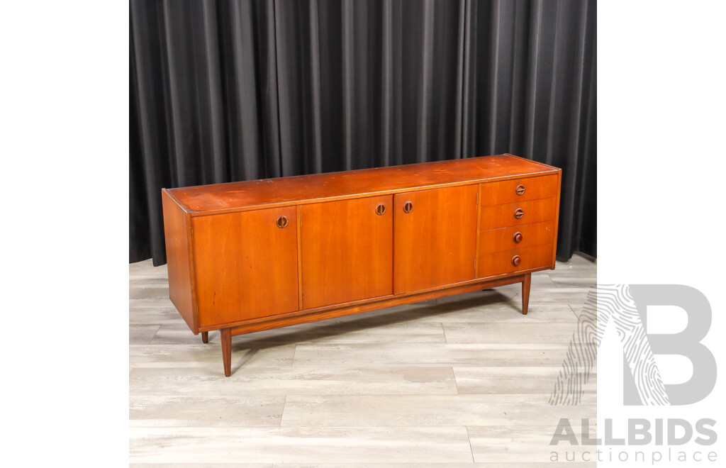 Vintage Parker Nordic Four Drawer Sideboard with Three Doors