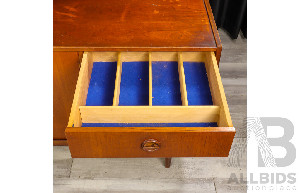 Vintage Parker Nordic Four Drawer Sideboard with Three Doors
