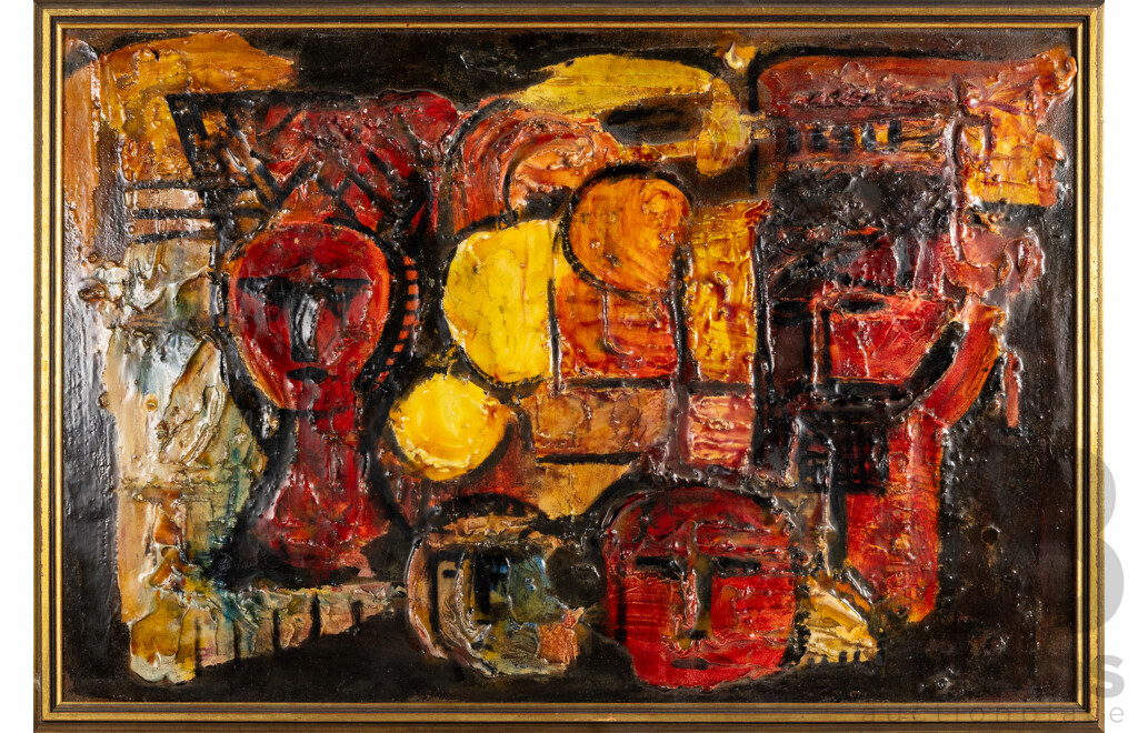 Unsigned, (20th Century), Abstract Fall Faces, Wonderful Mixed Media on Canvas, 66 x 97 cm (frame)