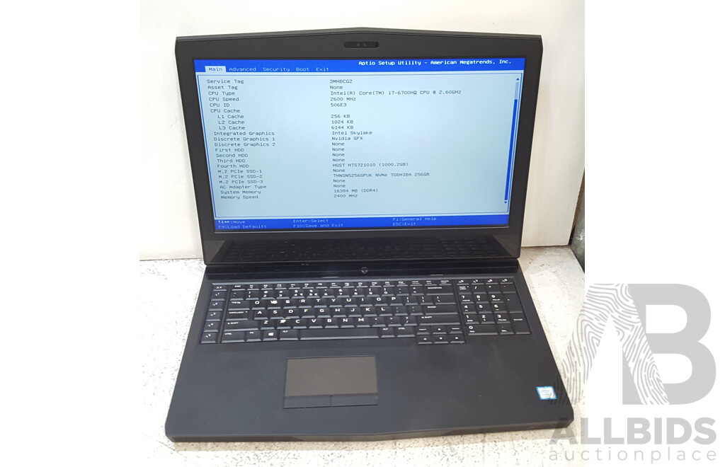 Dell Alienware 17 R4 Intel Core i7 (6700HQ) 2.60GHz-3.50GHz 4-Core CPU 17-Inch Laptop w/ Power Supply