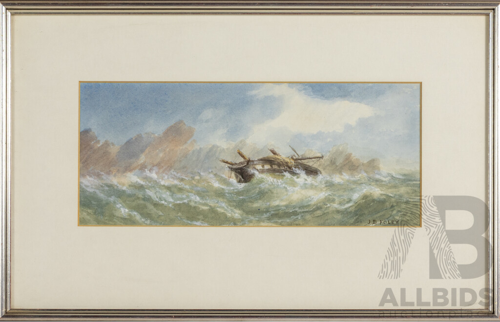 John Benedick Foley, (20th Century, Working C1980s), Inclement Weather at Sea, Original Watercolour, 27 x 42 cm (frame)