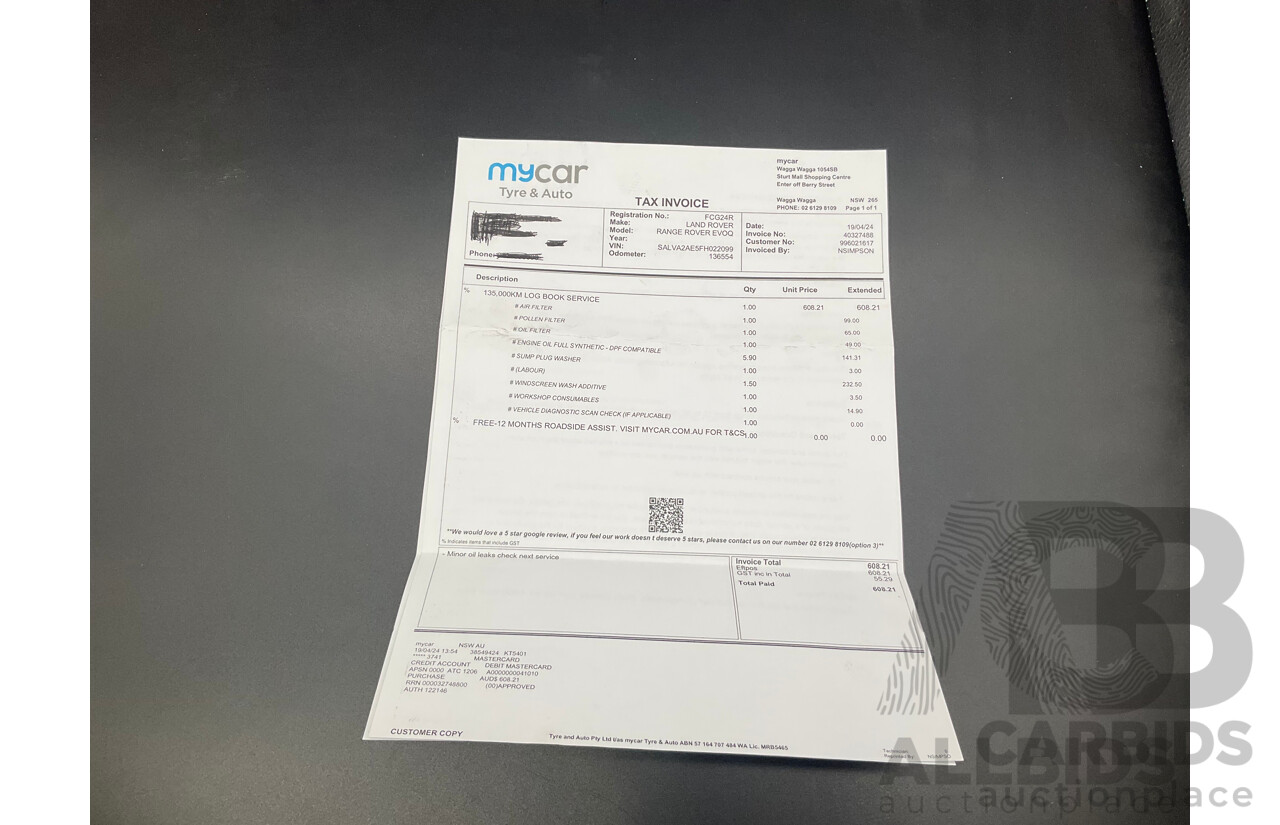 1/2015 Range Rover Evoque SD4 Dynamic LV MY15 5d Wagon Corris Grey Turbo Diesel 2.2L