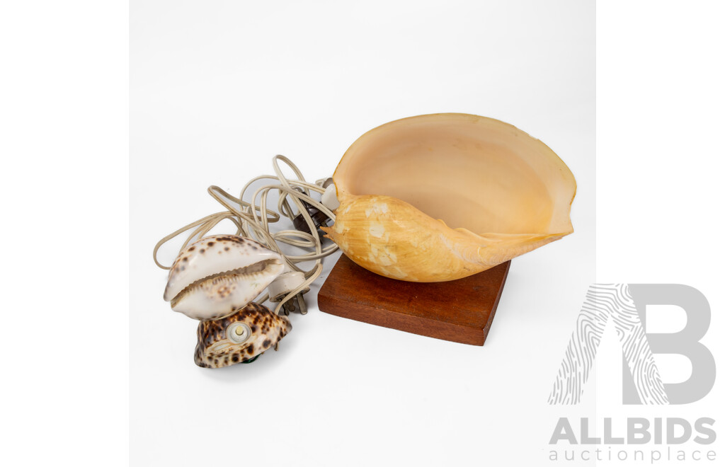 Pair of Matched Vintage Shell Table Lamps