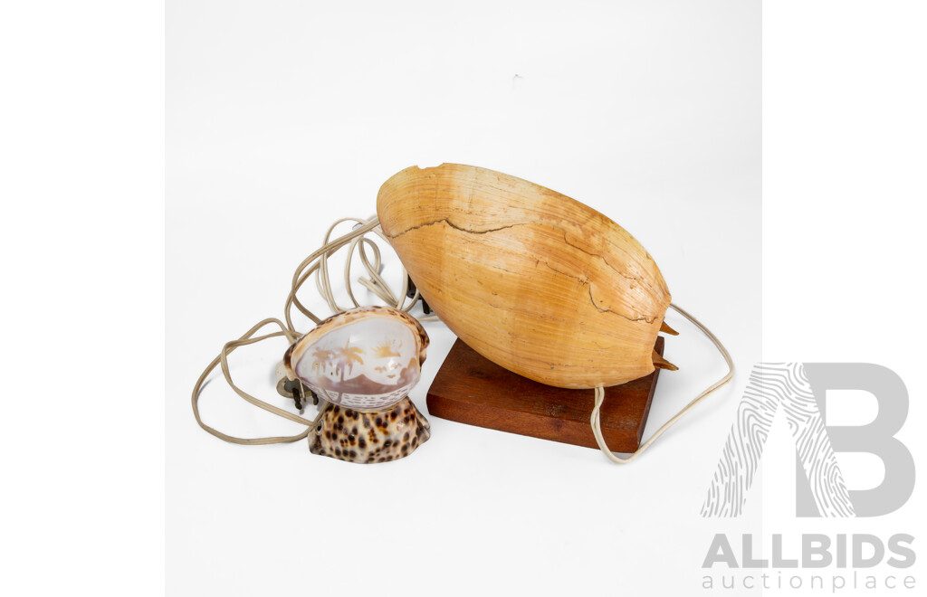 Pair of Matched Vintage Shell Table Lamps