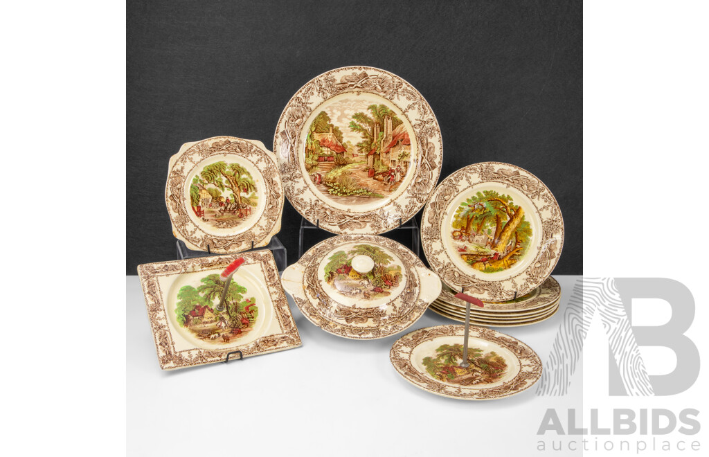 Part 'Rural Scene' Dinner Service by Clarice Cliff for Royal Staffordshire