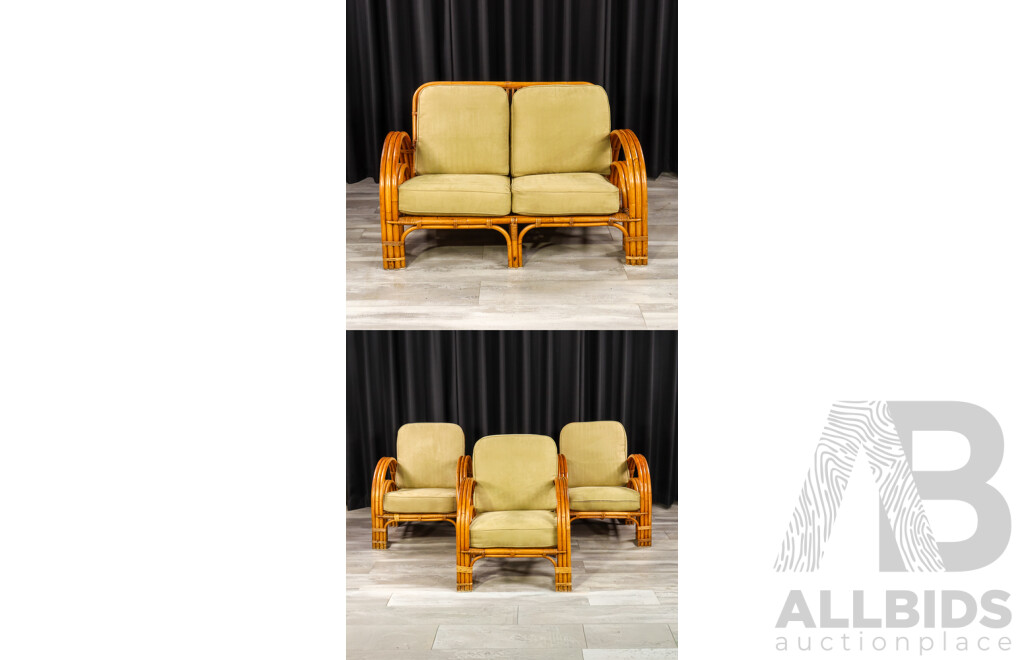 Vintage Cane Four Piece Pretzel Lounge Suite