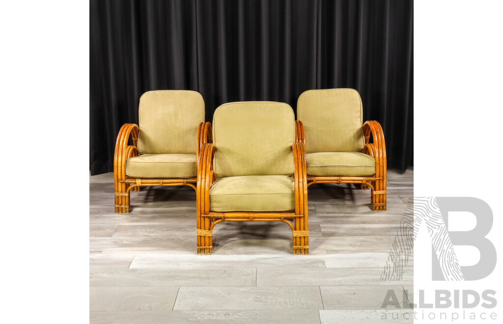 Vintage Cane Four Piece Pretzel Lounge Suite