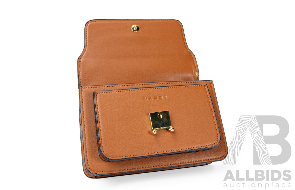 Light Brown Leather Trunk Shoulder Bag by Marni, Italy