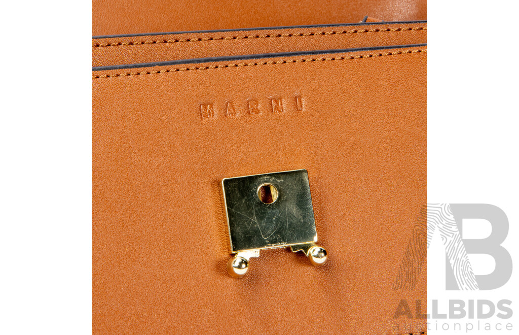 Light Brown Leather Trunk Shoulder Bag by Marni, Italy