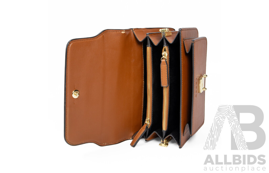 Light Brown Leather Trunk Shoulder Bag by Marni, Italy