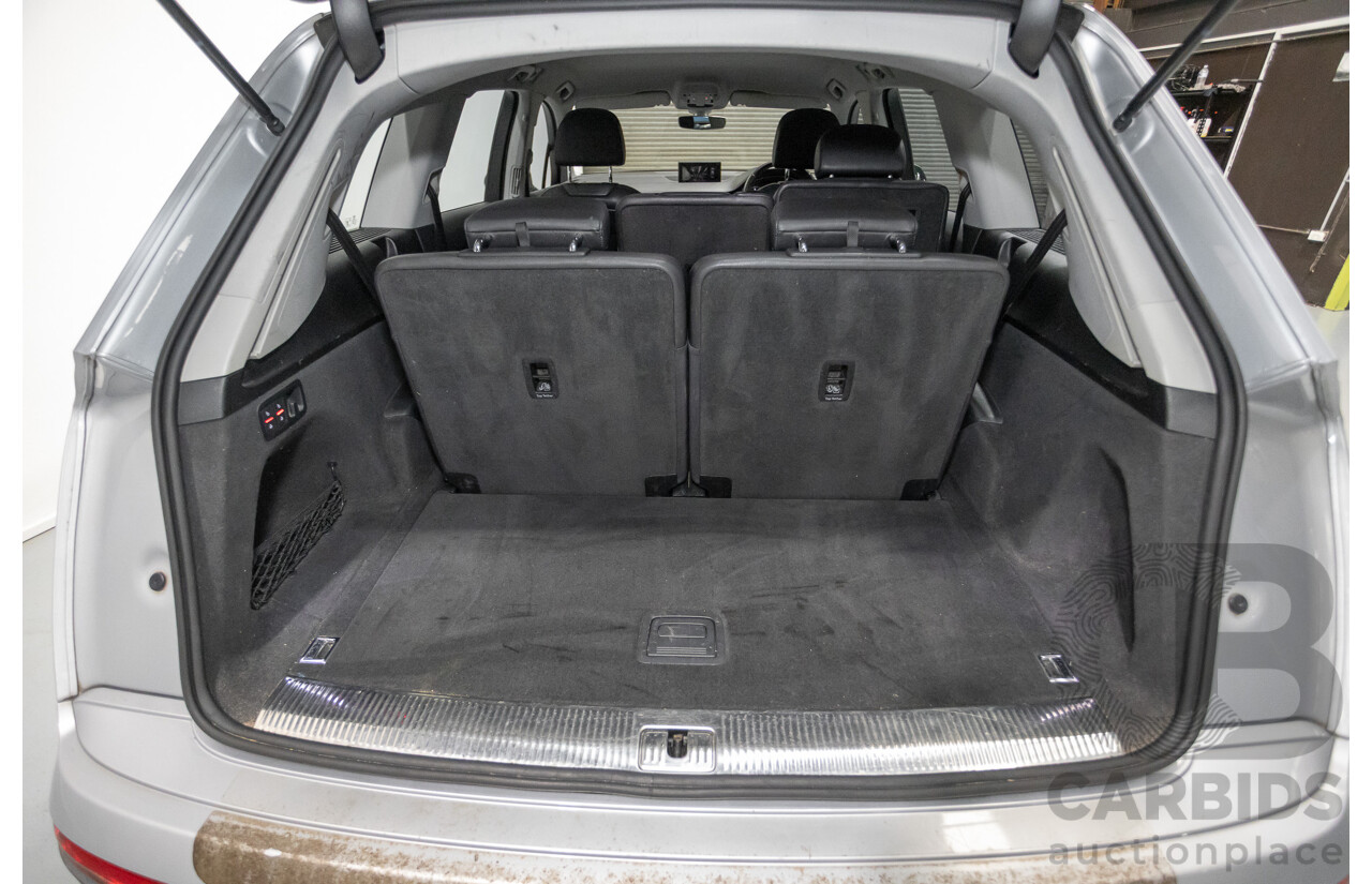 7/2016 Audi Q7 3.0 TDI Quattro (AWD) 4M MY17 4D Wagon Floret Silver Metallic Turbo Diesel V6 (160kw) 3.0L - 7 seater