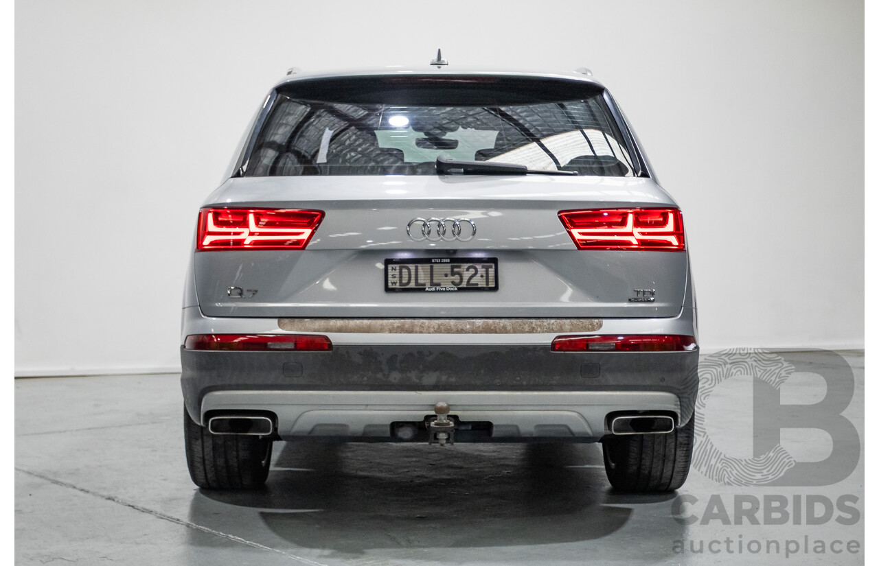 7/2016 Audi Q7 3.0 TDI Quattro (AWD) 4M MY17 4D Wagon Floret Silver Metallic Turbo Diesel V6 (160kw) 3.0L - 7 seater