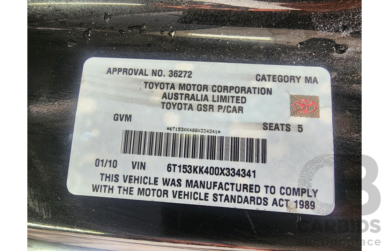 1/2010 Toyota Aurion Sportivo SX6 GSV40R 09 UPGRADE 4d Sedan Black 3.5L