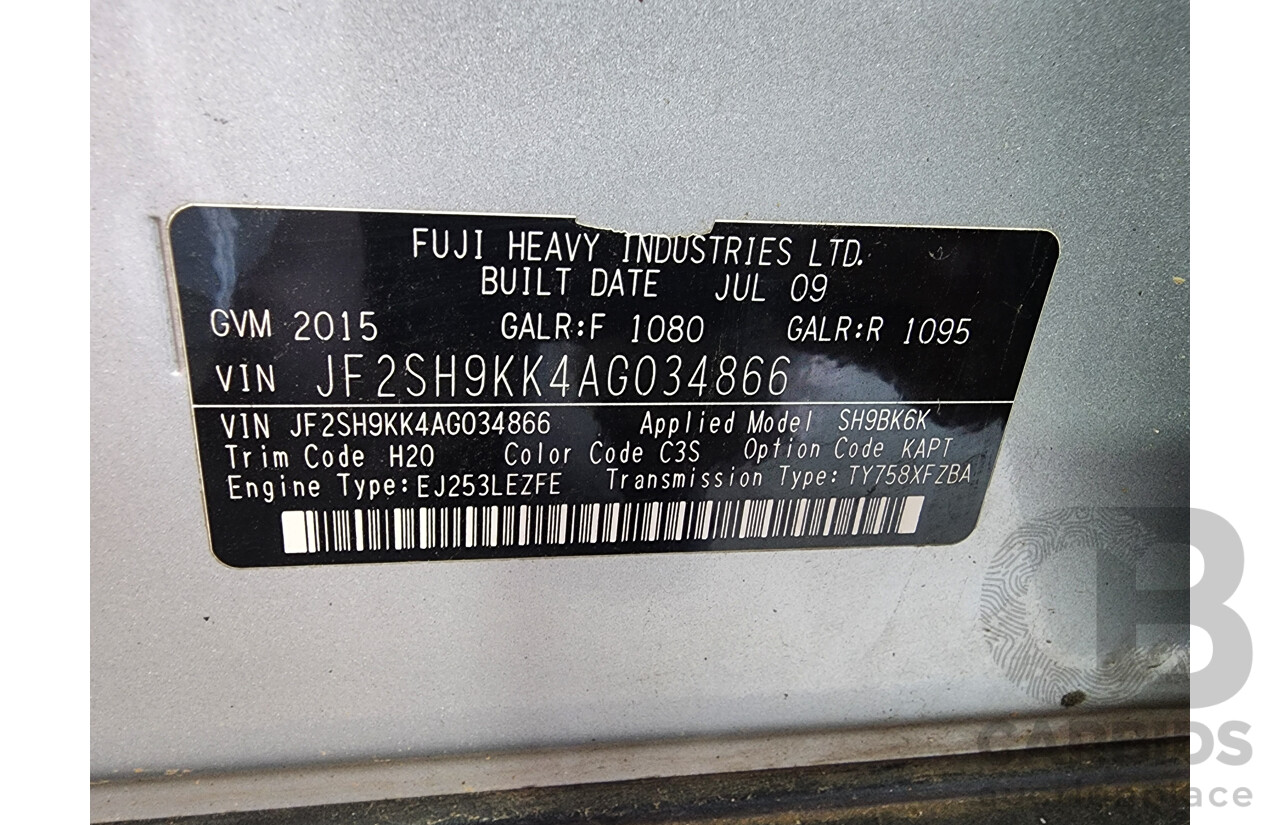 9/2009 Subaru Forester XS MY10 4d Wagon Silver 2.5L