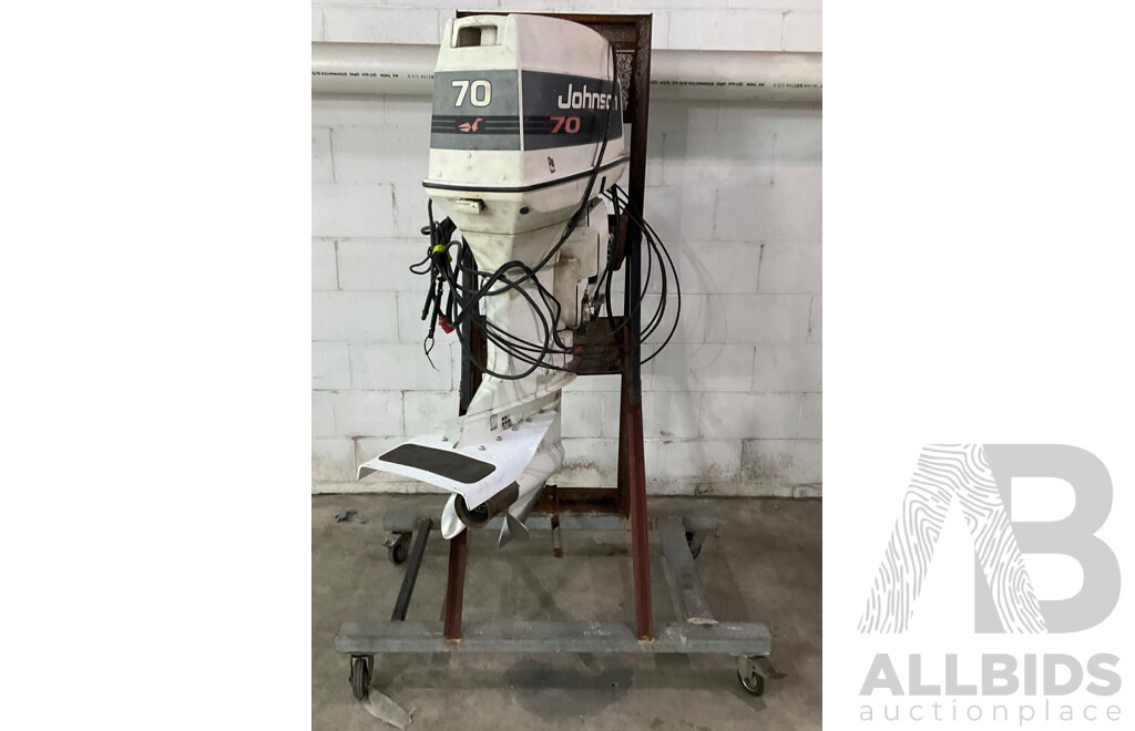 Johnson 70 Outboard Motor with Wheeled Stand