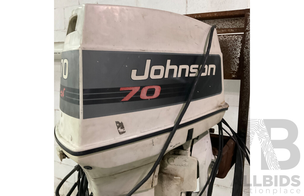 Johnson 70 Outboard Motor with Wheeled Stand