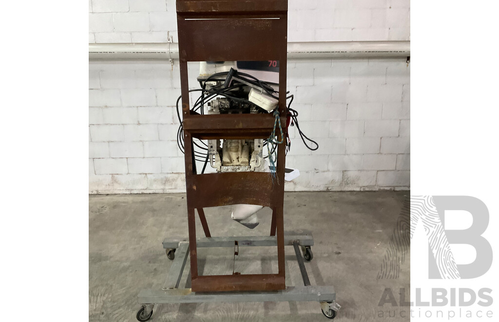 Johnson 70 Outboard Motor with Wheeled Stand