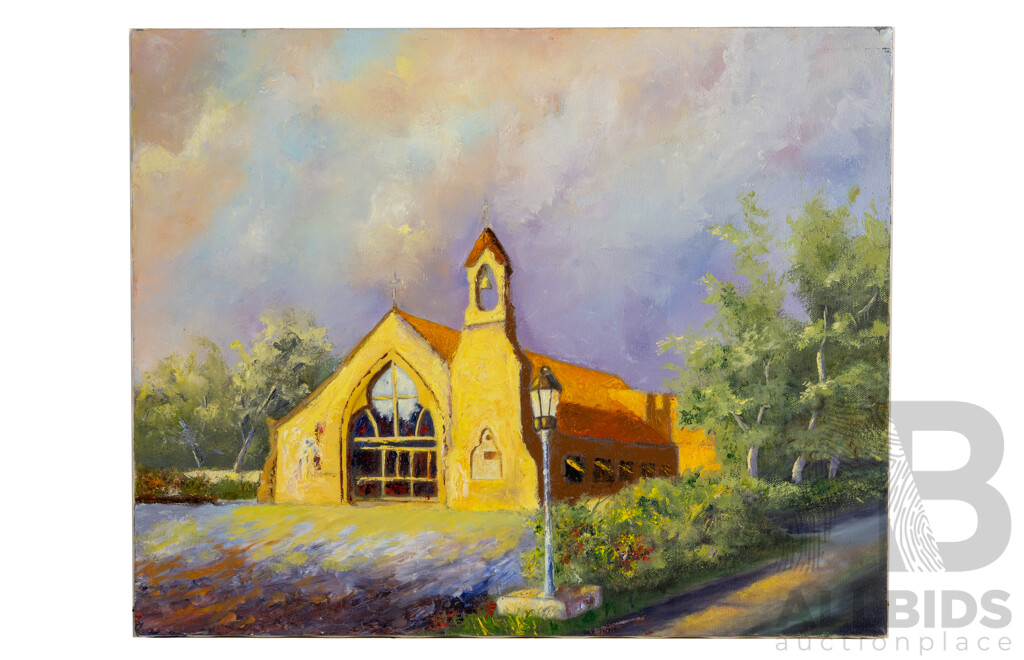 Lazo Stankovic, (20th Century, Australian), Ainslie Church, Lovely Oil on Canvas, 41 x 51 cm