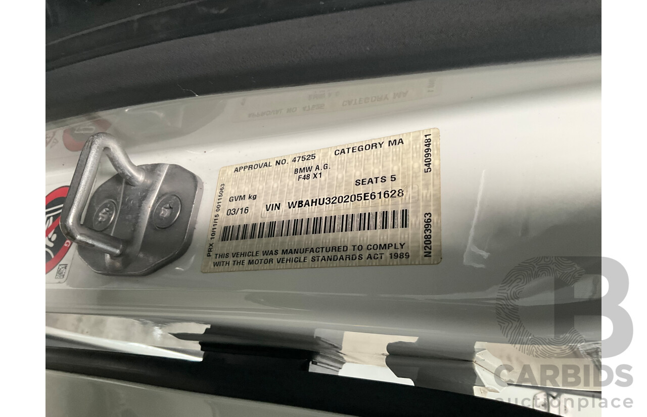 03/2016 BMW X1 xDrive20d xLine (AWD) F48 4d Wagon Alpine White Turbo Diesel 2.0L