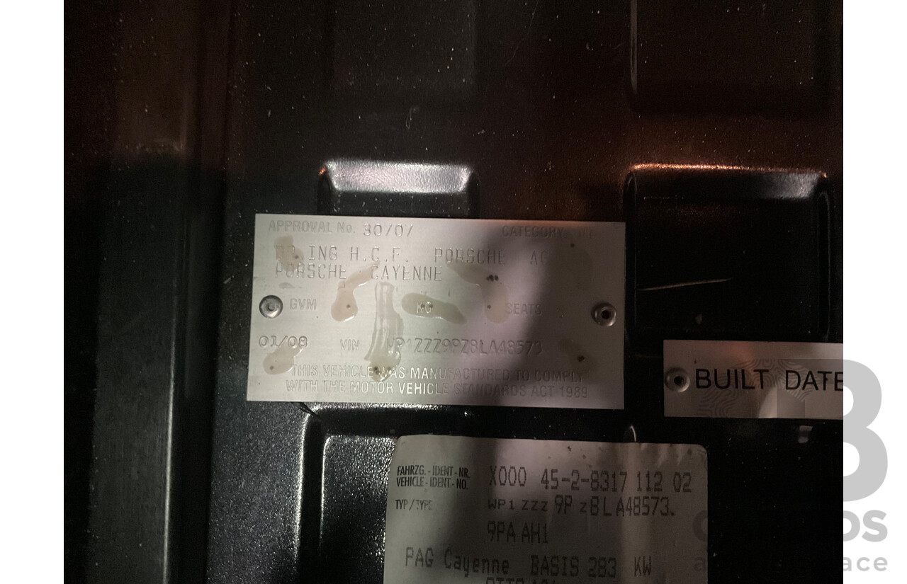 1/2008 Porsche Cayenne S MY08 4d Wagon Basalt Black Metallic V8 4.8L