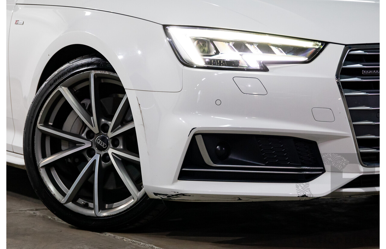 01/2018 Audi A4 2.0 TFSI Quattro S-Line LN (AWD) F4 MY18 (B9) 4d Sedan Ibis White Turbo 2.0L