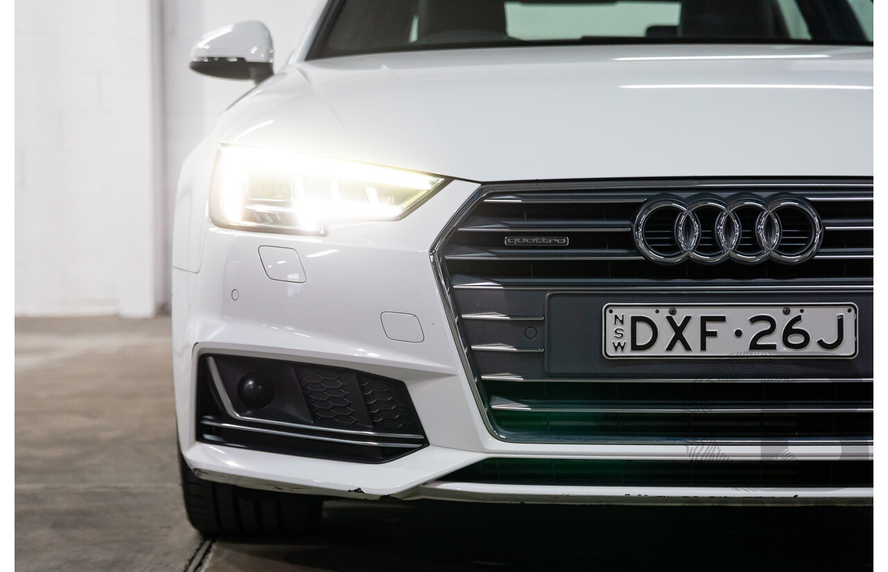 01/2018 Audi A4 2.0 TFSI Quattro S-Line LN (AWD) F4 MY18 (B9) 4d Sedan Ibis White Turbo 2.0L