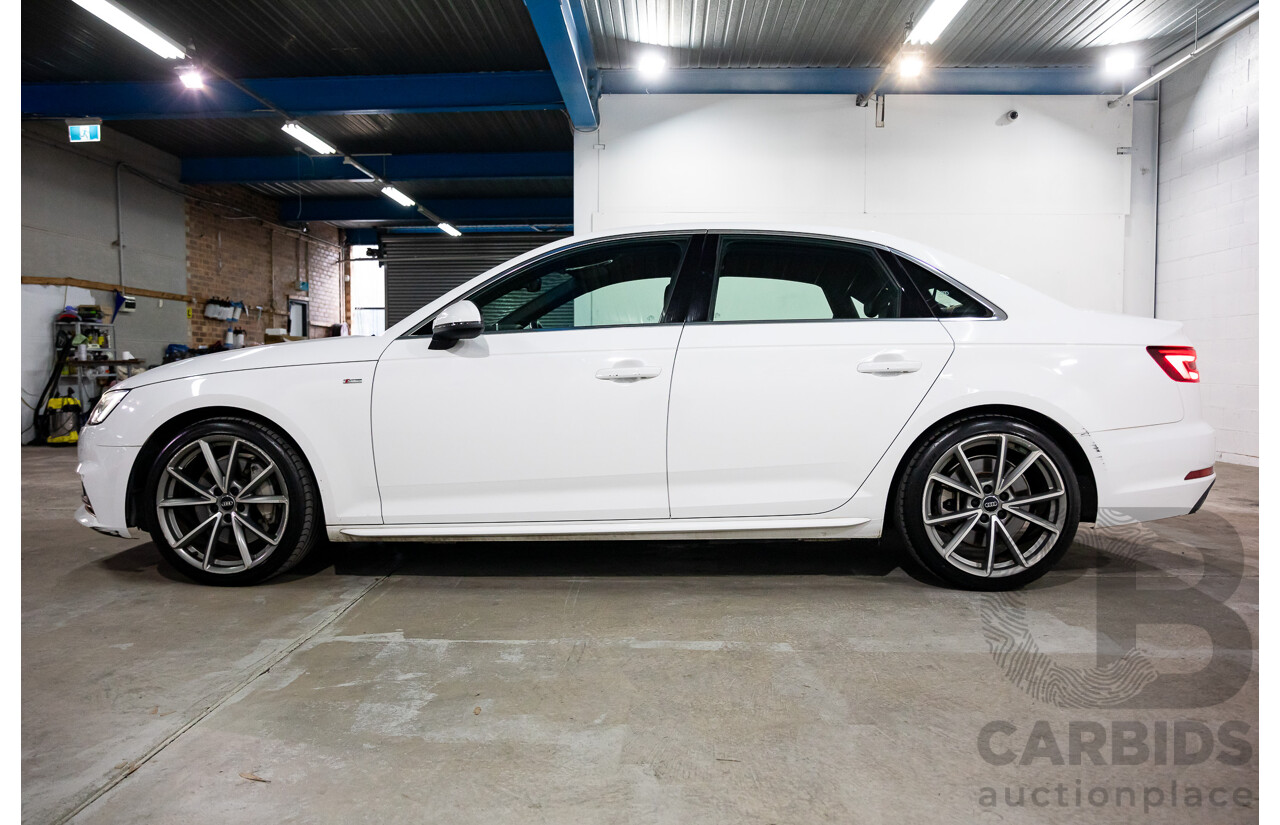 01/2018 Audi A4 2.0 TFSI Quattro S-Line LN (AWD) F4 MY18 (B9) 4d Sedan Ibis White Turbo 2.0L