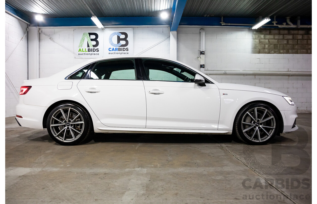 01/2018 Audi A4 2.0 TFSI Quattro S-Line LN (AWD) F4 MY18 (B9) 4d Sedan Ibis White Turbo 2.0L