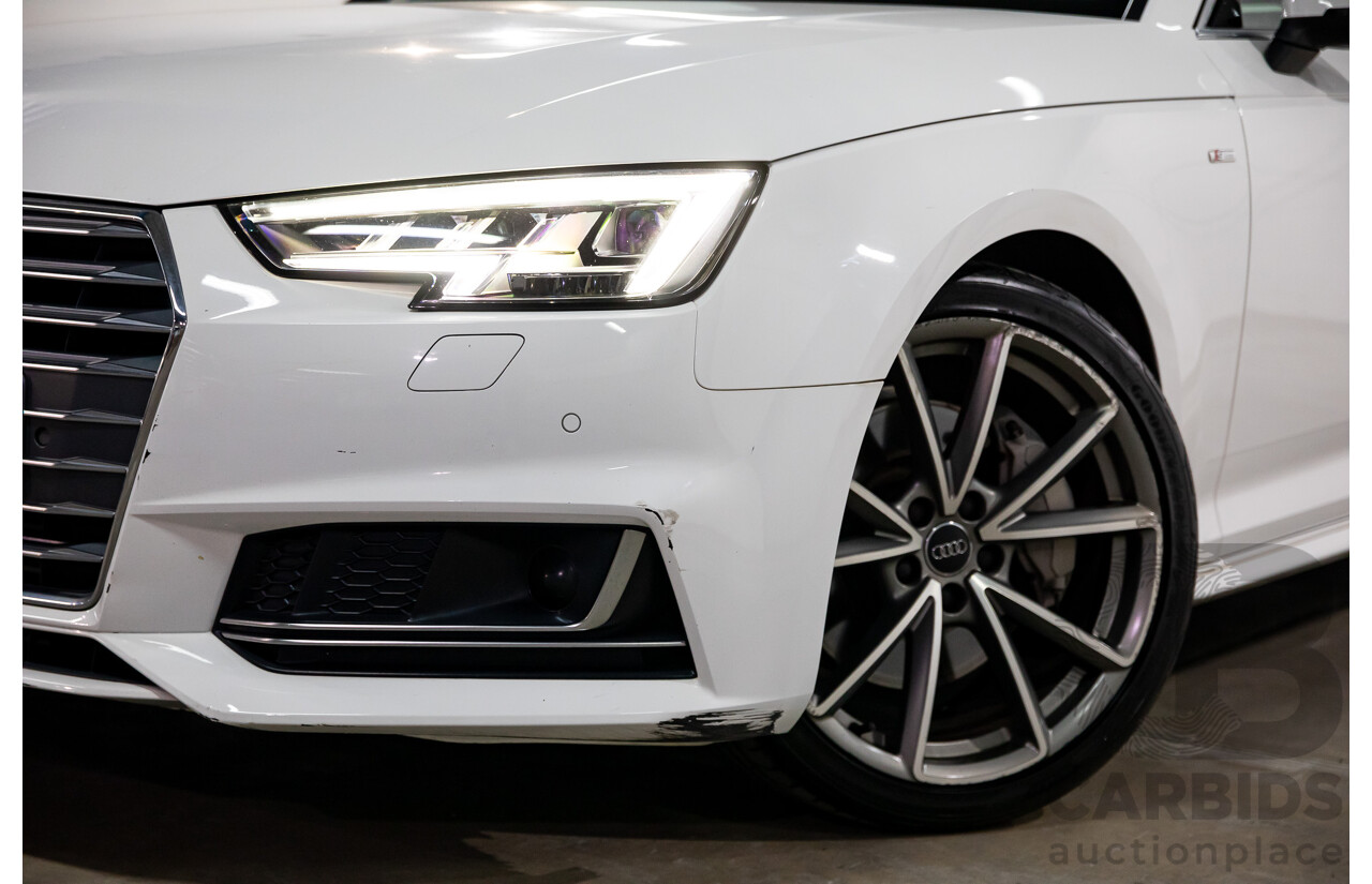 01/2018 Audi A4 2.0 TFSI Quattro S-Line LN (AWD) F4 MY18 (B9) 4d Sedan Ibis White Turbo 2.0L