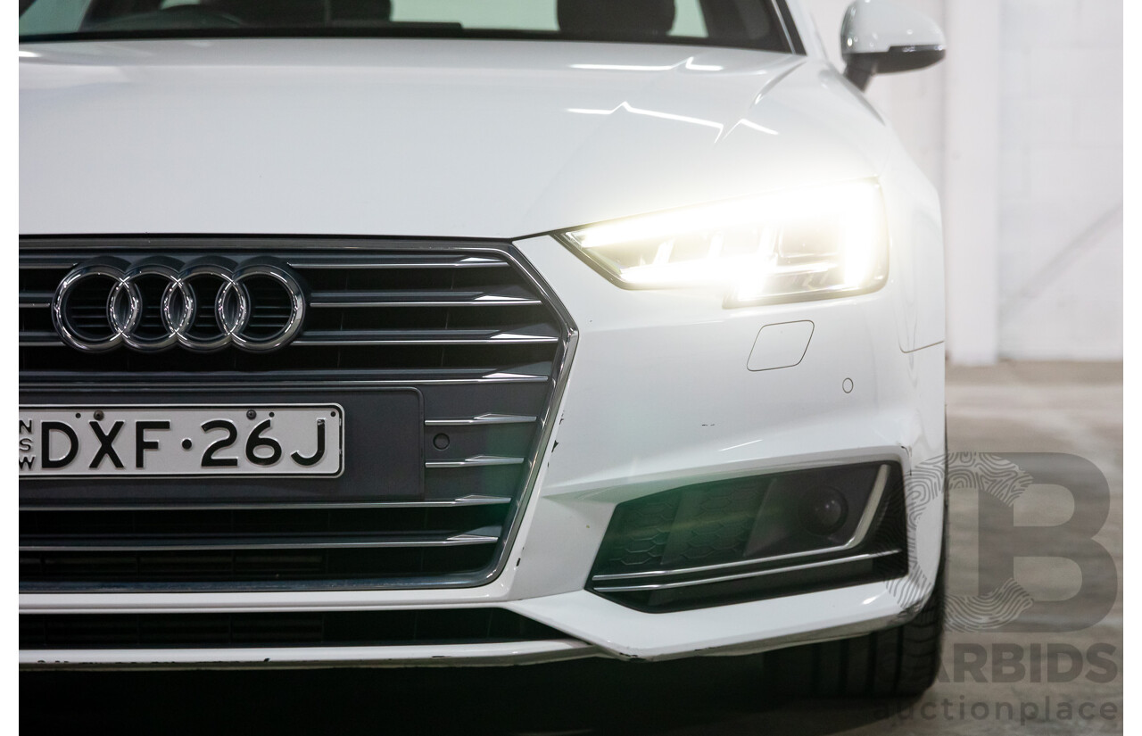 01/2018 Audi A4 2.0 TFSI Quattro S-Line LN (AWD) F4 MY18 (B9) 4d Sedan Ibis White Turbo 2.0L