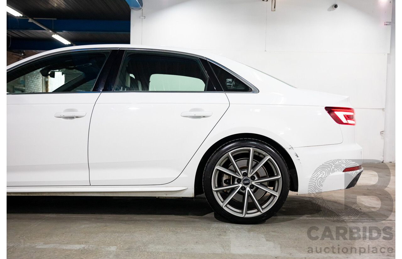 01/2018 Audi A4 2.0 TFSI Quattro S-Line LN (AWD) F4 MY18 (B9) 4d Sedan Ibis White Turbo 2.0L