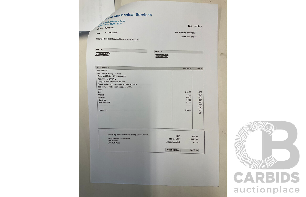 9/2008 Toyota Hiace LWB KDH201R MY07 Upgrade 4d Van Iceberg White Turbo Diesel 3.0L