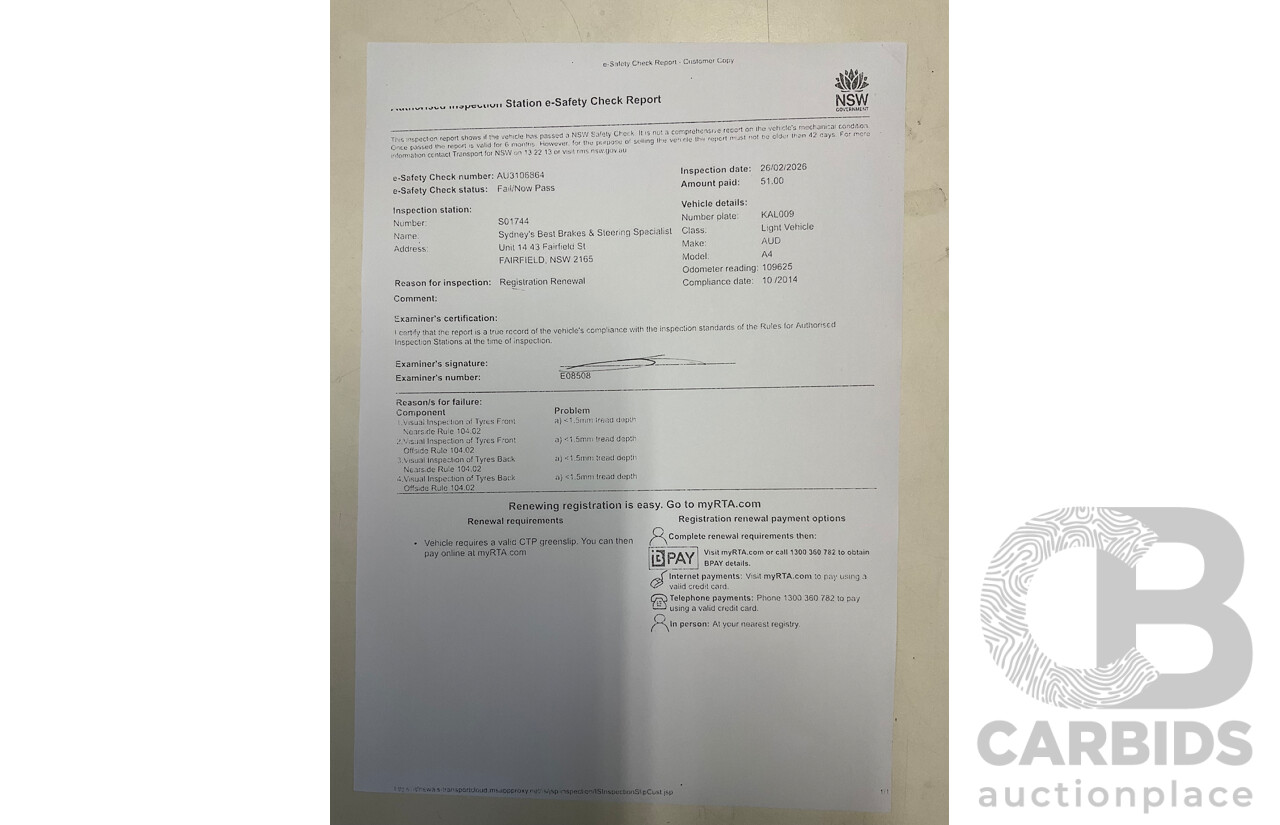 10/2014 Audi A4 2.0 TFSI Ambition Quattro (AWD) B8 (8K) MY14 4d Sedan Monsoon Grey Metallic Turbo 2.0L
