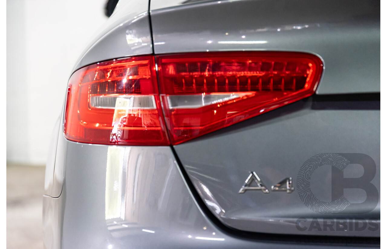 10/2014 Audi A4 2.0 TFSI Ambition Quattro (AWD) B8 (8K) MY14 4d Sedan Monsoon Grey Metallic Turbo 2.0L