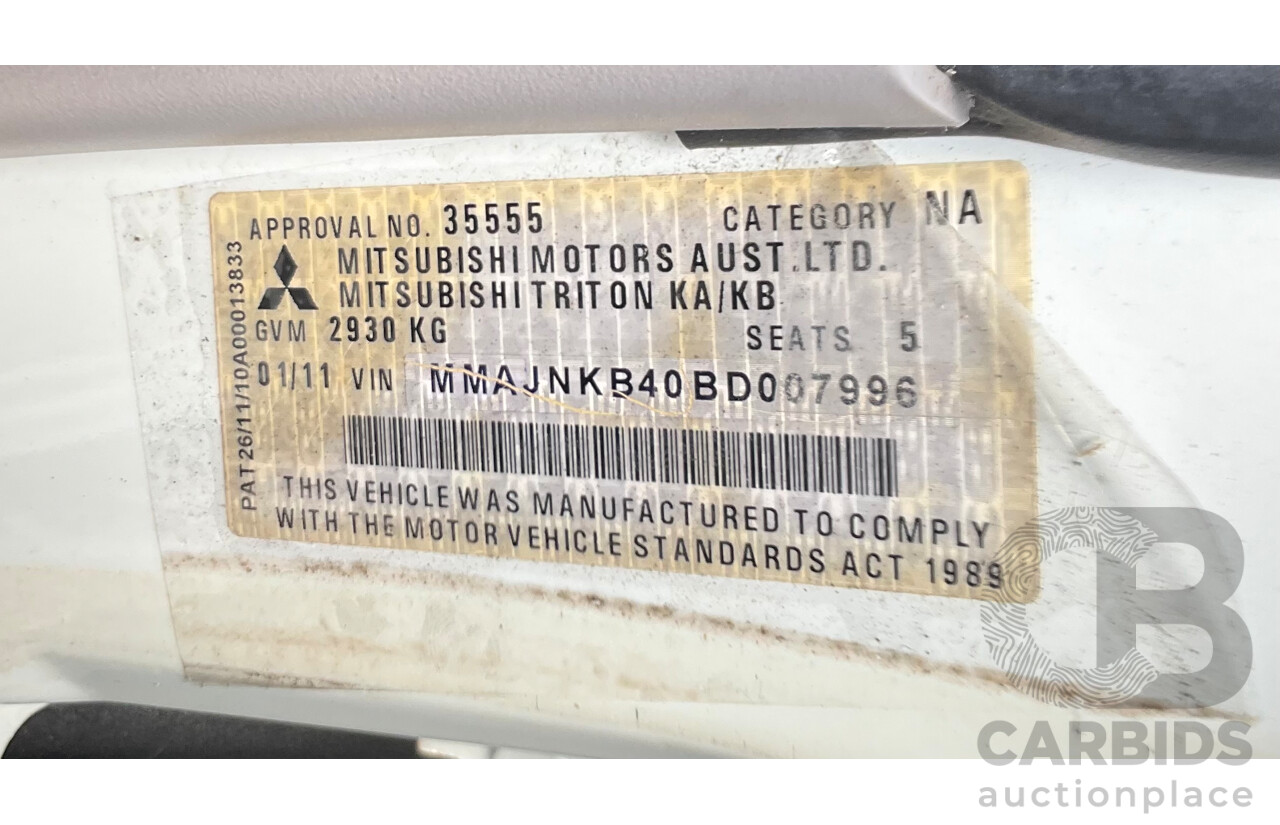 1/2011 Mitsubishi Triton GLX-R (4x4) MN MY11 Double Cab Utility Cool White Turbo Diesel 2.5L