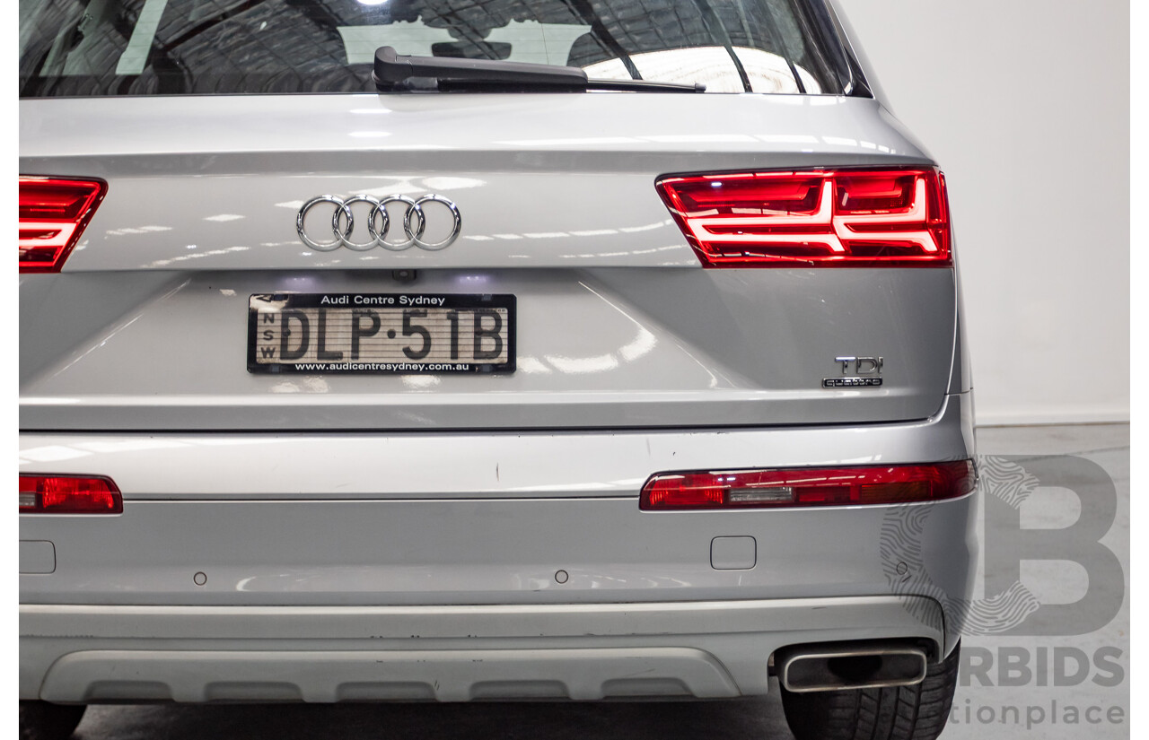 8/2016 Audi Q7 3.0 TDI Quattro (AWD) 4M MY17 4D Wagon Floret Silver Metallic (160kW) 3.0L - 7 Seater