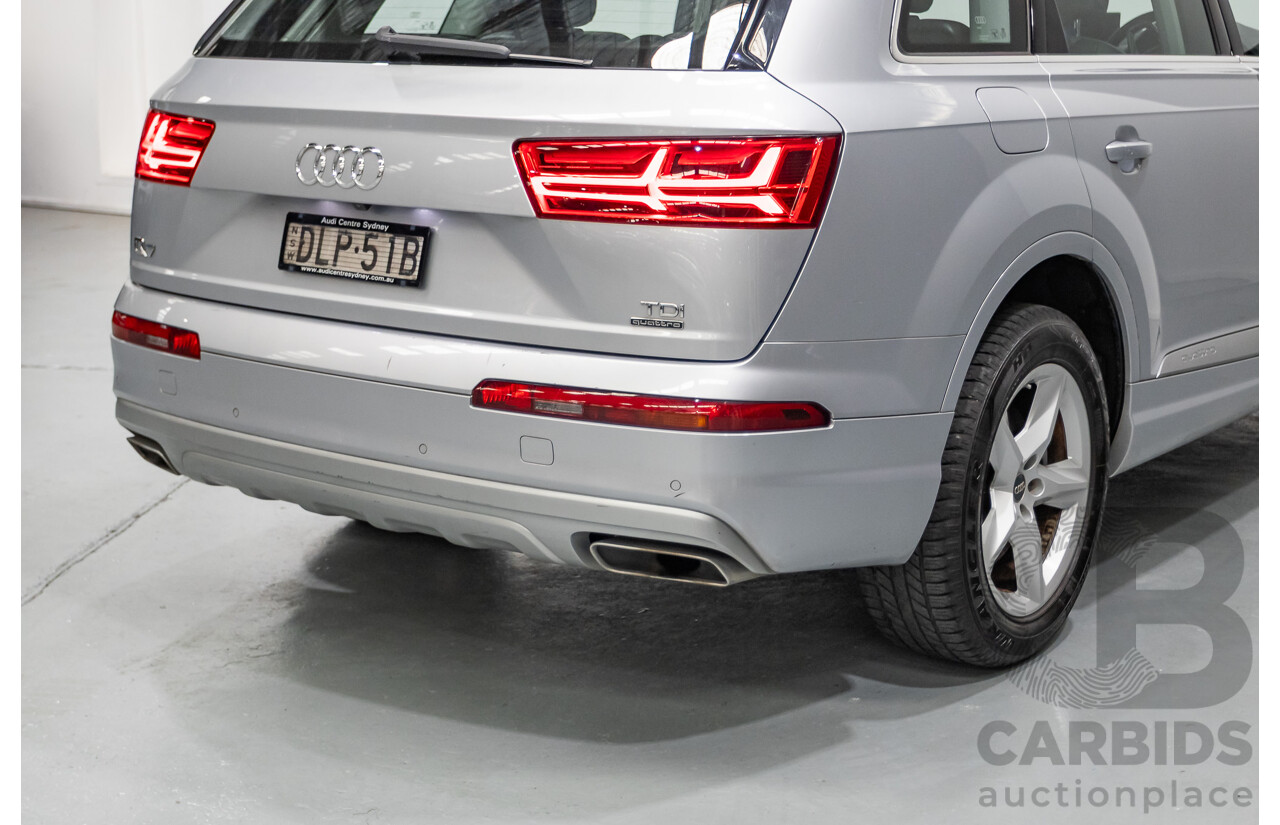 8/2016 Audi Q7 3.0 TDI Quattro (AWD) 4M MY17 4D Wagon Floret Silver Metallic (160kW) 3.0L - 7 Seater