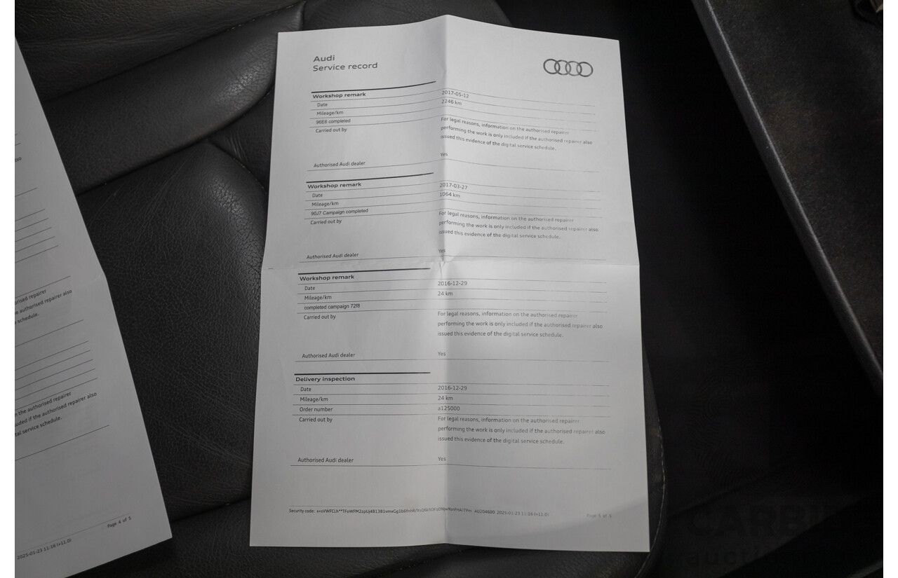8/2016 Audi Q7 3.0 TDI Quattro (AWD) 4M MY17 4D Wagon Floret Silver Metallic (160kW) 3.0L - 7 Seater