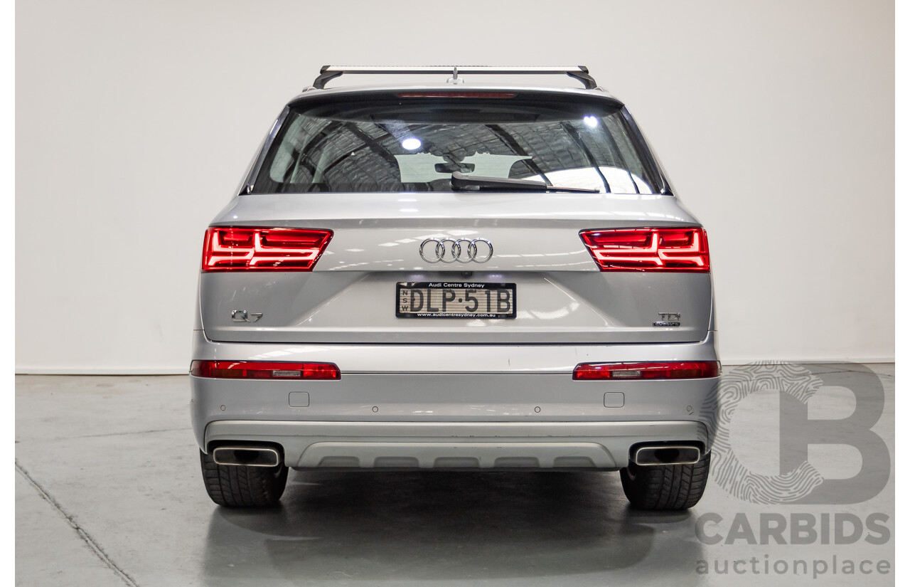 8/2016 Audi Q7 3.0 TDI Quattro (AWD) 4M MY17 4D Wagon Floret Silver Metallic (160kW) 3.0L - 7 Seater